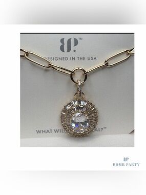 Bomb Party Necklace - NK84186 -Hello Miss Gorgeous- Gold CZ